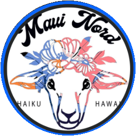 Maui Nord Farm Co. mark: a sheep wearing a floral wreath
